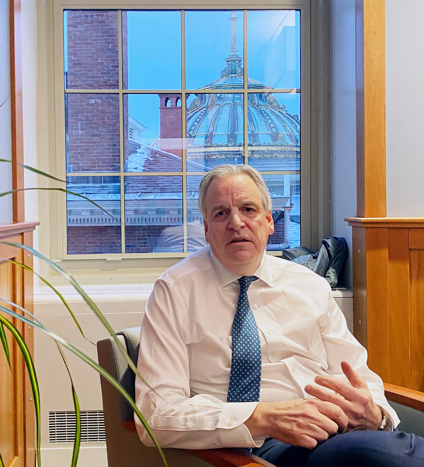 R.I. Attorney General Peter Neronha talks at length in his office about the health care choices facing Rhode Island during a one-on-one interview with ConvergenceRI.